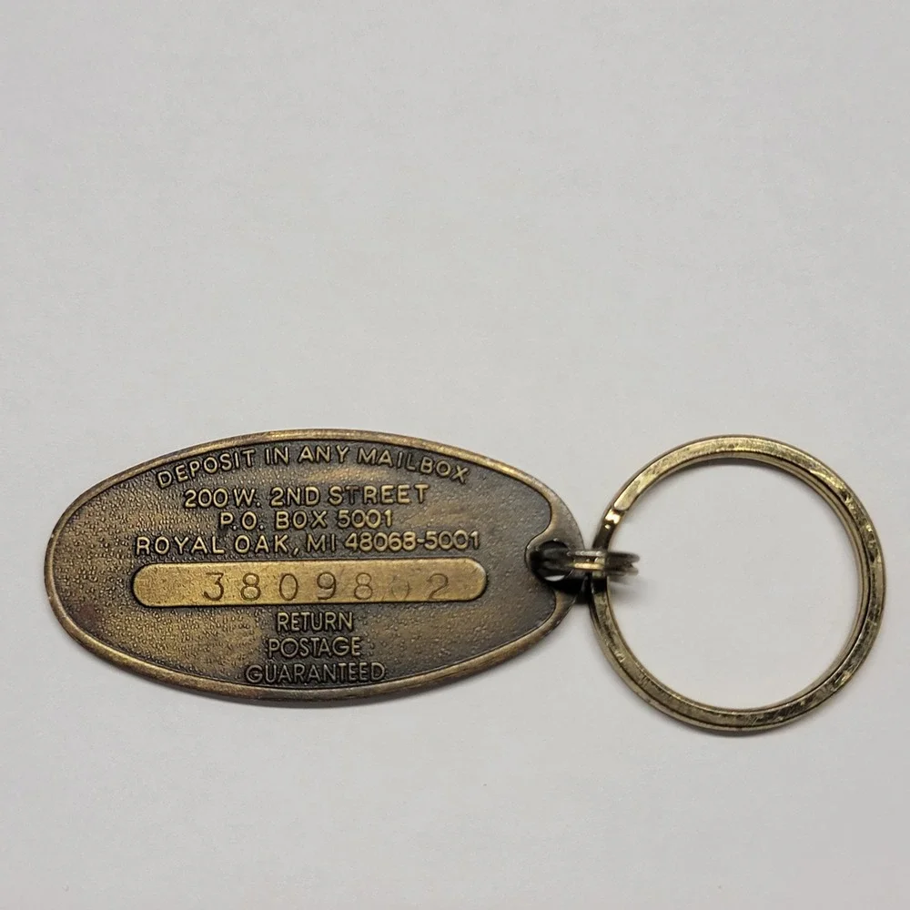 Vintage Chevrolet Keychain Brass Commitment To Excellence Royal Oak Michigan